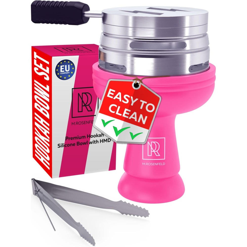 M. ROSENFELD Hookah Bowl Pink Set Silicone - Limited Xmas Design Blue Color - Premium Hookah Head Bowl - Shisha Bowl Phunnel Hookah Bowl with Heat Management Charcoal Holder