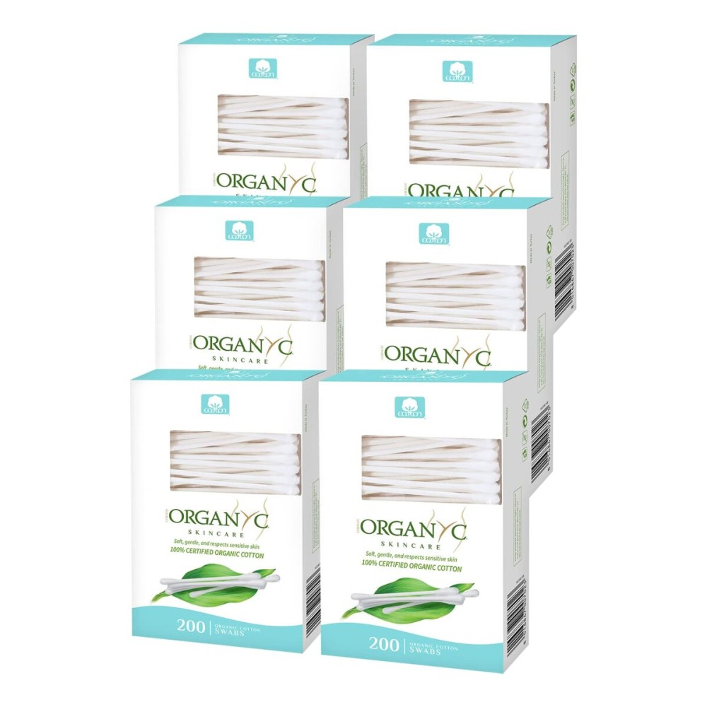 Organyc - 100% Certified Organic Cotton Swabs - No Man-Made Materials 200 count (6 Pack)