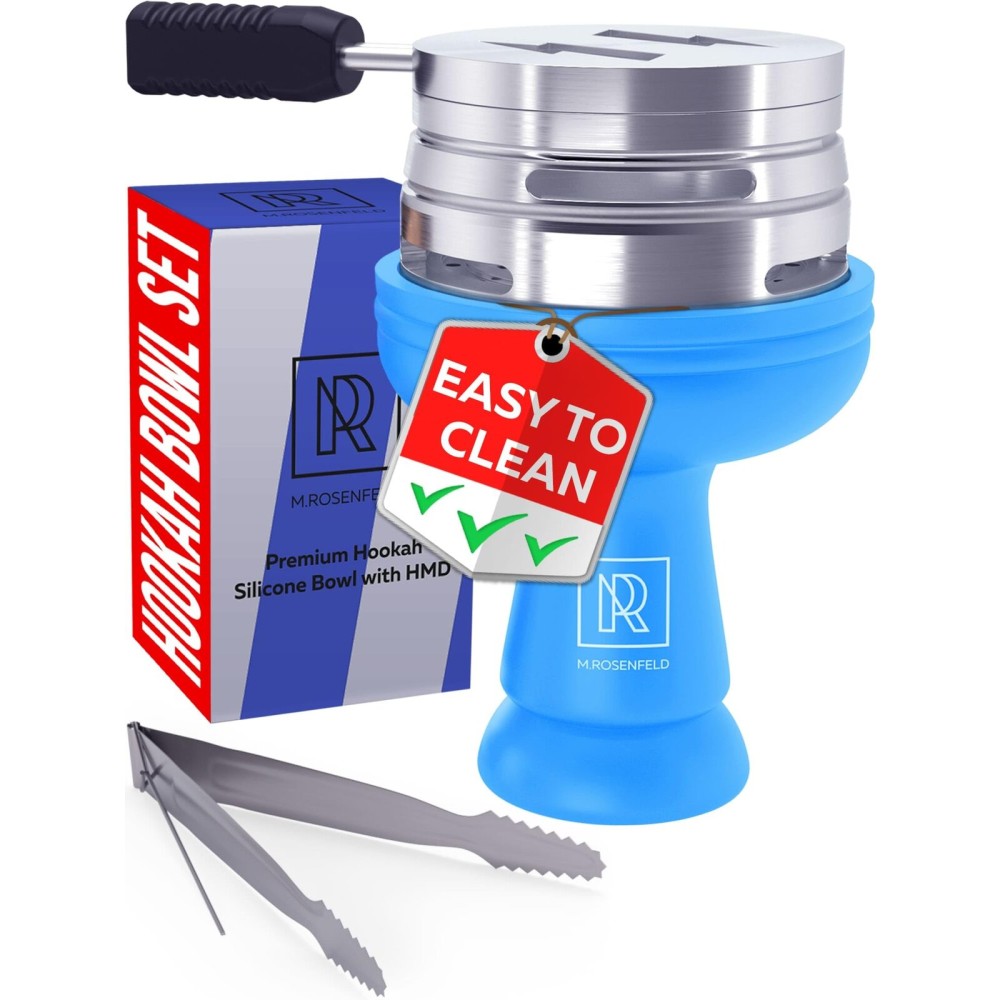 M. ROSENFELD Blue Hookah Bowl Set Silicone - Limited Xmas Design Blue Color - Premium Hookah Head Bowl - Shisha Bowl Phunnel Hookah Bowl withHeat Management Charcoal Holder