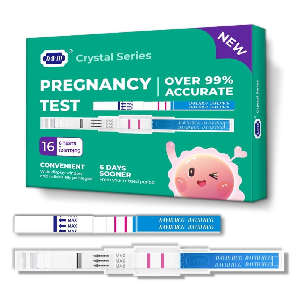 DAVID Pregnancy Test 16 Counts HCG Midstream Tests Early Detection, 6 Days Earlier Than The Missed Period, 6 Lightweight Pregnancy Tests and 10 Pregnancy Tests Strips