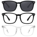 MEETSUN 3-Pack Blue Light Blocking Glasses, Anti Eye Strain Headache (Sleep Better), Computer Glasses UV400 Lens (Black + Clear + Matte Black Frame/Grey Lens)