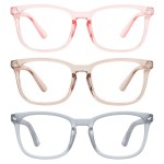 MEETSUN 3-Pack Blue Light Blocking Glasses, Anti Eye Strain Headache (Sleep Better), Computer Glasses UV400 Lens (Coffee + Pink + Grey)