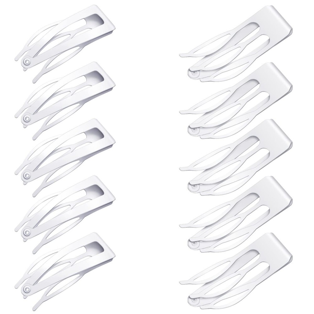 Chinco 24 Pcs Double Grip Hair Clips Metal Snap Clips Women Barrettes for Hair Making, Salon Supplies(White,2 Inch)