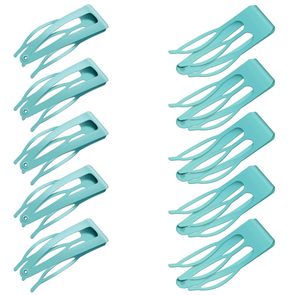 Chinco 24 Pcs Double Grip Hair Clips Metal Snap Clips Women Barrettes for Hair Making, Salon Supplies(Light Blue,2 Inch)