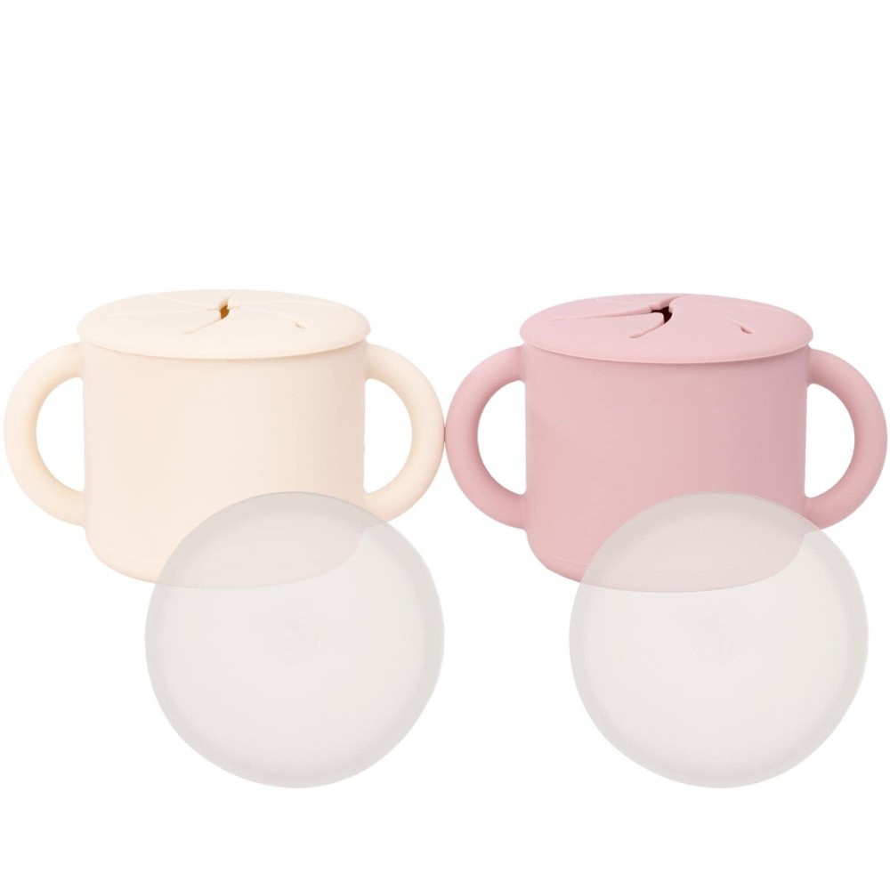 WeeSprout Snack Containers, Food Grade Silicone Cups, Spill-Proof Tops For Toddlers and Babies, Premium Hard Plastic Travel Lids, Dishwasher Safe, Set of 2 Snack Catchers