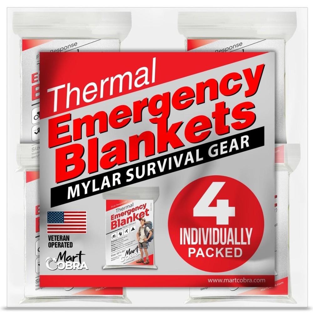 Emergency Blankets for Survival Gear and Equipment x6, Space Blanket, Mylar Blankets, Thermal Blanket, Survival Blanket, Survival Kits Emergency Kit, Emergency Supplies, Foil Blanket Camping Shelter