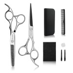 Hair Cutting Scissors Thinning Shears Kit, 6.5 inch Professional Haircut Scissors for Beard Trimming Shaping with Comb Case, Hairdressing Shears Set