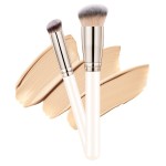 Makeup Brushes Dpolla Pro Foundation Brush and Flawless Concealer Brush Perfect for Any Look Premium Luxe Hair Contour Brush Perfect for Blending Liquid,Buffing,Cream,Sculpting,Mineral Makeup(White)
