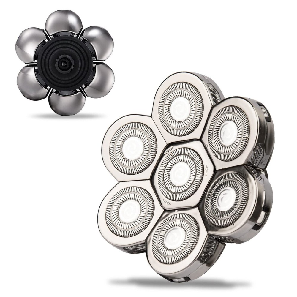 UPTARD Head Shaver Replacement Heads, 7D Rotary Blades, Silver, Men\'s Electric Shaver Replacement Heads, 7 Pieces