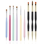 FULINJOY 6 PCS Nail Art Brushes Set with 3 PCS Nail Painting Brushes, Double Ended Brush and Dotting Tool Kit, Nail Art Design Tools
