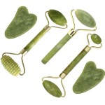 fuvooi Jade Gua Sha Facial Massager Set - 5 in 1 Skin Care Tools with Roller and Massager