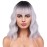 BERON 14 Inches Silver Wig for Women Silver Gray Wig Short Curly Synthetic Wigs with Bangs Ombre Grey Wigs Hairnet Include