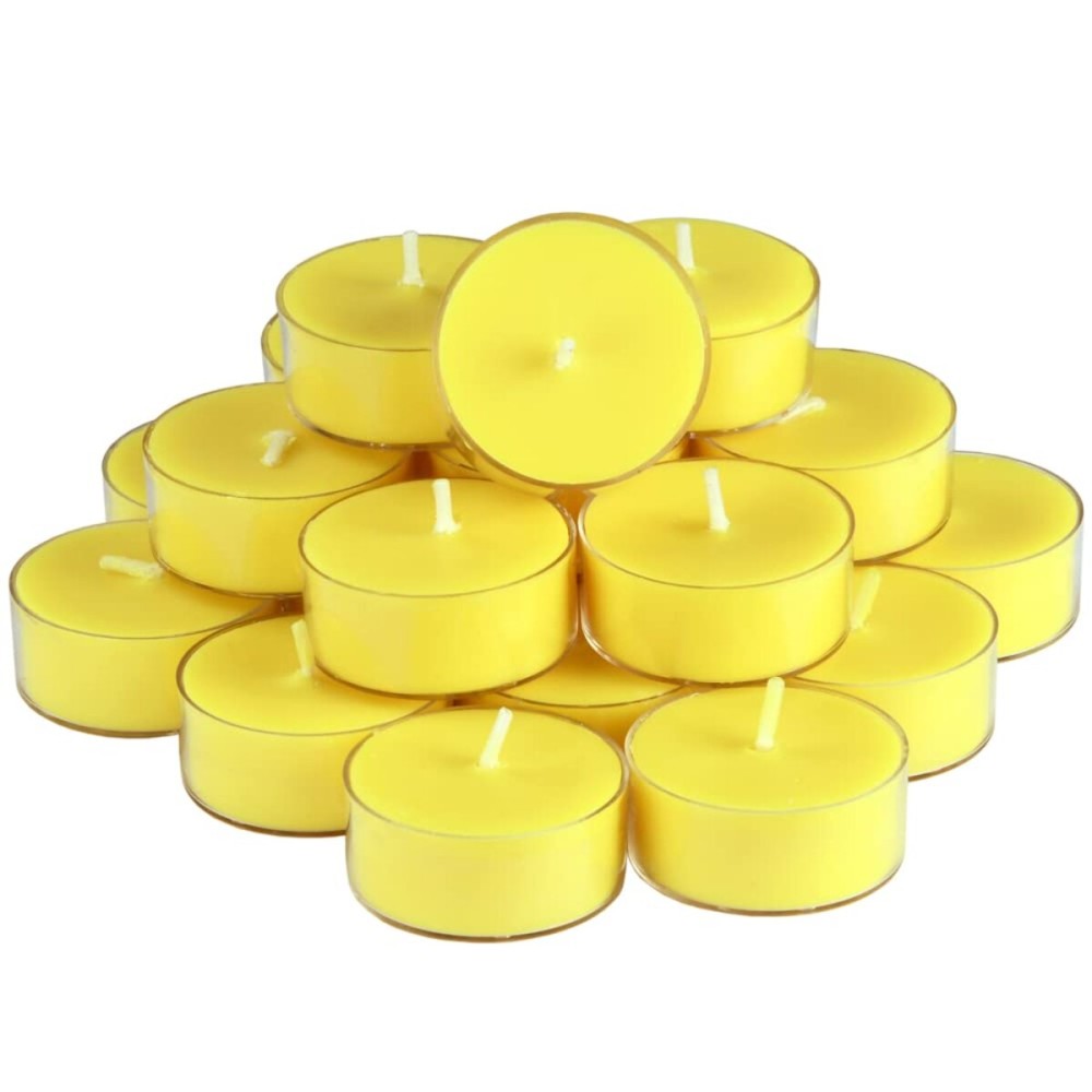DEYBBY Natural Lemon Scented Soy Wax Tealight Candles Bulk, Aromatherapy Luxury Tea Candle Set of 24-4 Hour Burning Great Gift