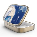 Pill Case Pill Box with Mirror Retro 2 Compartment Small Pill Case for Purse or Pocket Bronze Rectangular Pill Box or Vitamins, Fish Oil, Supplements, Pill Containe Travel GiftsMarble Paint