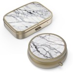 Pill Case Pill Box with Mirror Retro Small Pill Case for Purse or Pocket Bronze Pill Box or Vitamins, Fish Oil, Supplements, Pill Containe Travel Gifts2PCS
