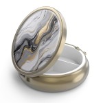 Pill Case Pill Box with Mirror Retro 3 Compartment Small Pill Case for Purse or Pocket Bronze Small Roud Pill Box or Vitamins, Fish Oil, Supplements, Pill Containe Travel GiftsBlack Gold Marble