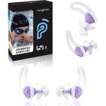 Ear Plugs for Swimming-2 Pairs Soft Silicone Reusable Waterproof Earplugs for Adults & Men Women, Custom Fit for Swimmers Ear, Pool, Beach, Snorkeling, Surfing, Kickboard Training(Purple)