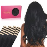 WENNALIFE Tape in Hair Extensions Human Hair, 20pcs 50g 20 inch Jet Black Remy Hair Extensions Straight Human Hair Tape in Extensions Skin Weft Tape Extensions Human Hair
