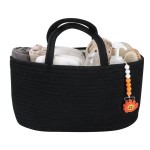 Baby Diaper Caddy Organizer for Girl Boy Cotton Rope Nursery Storage Bin Basket Portable Holder Tote Bag for Changing Table Car Travel Baby Shower Gifts Newborn Essentials Registry Must Haves Black