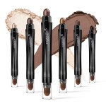 LUXAZA 6PCS Eyeshadow Stick Makeup Sets,Dark Brown Shimmer Eyeshaow Pencil, Long Lasting Metallic Eye Shadow,Eye Brightener Stick Pencil Crayon, A02-Taupe Mauve