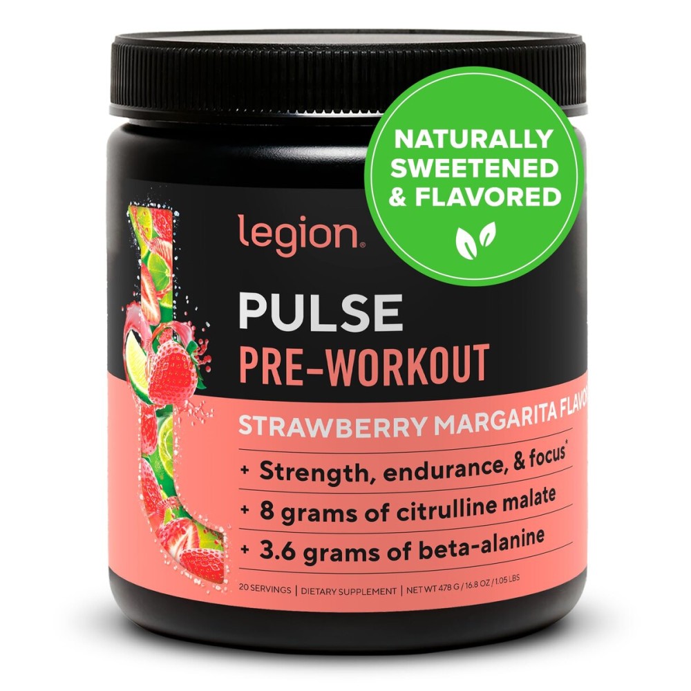 LEGION Pulse Pre Workout - All Natural Nitric Oxide Preworkout Drink to Boost Energy, Creatine Free, Naturally Sweetened, Beta Alanine, Citrulline, Alpha GPC (Strawberry Margarita)