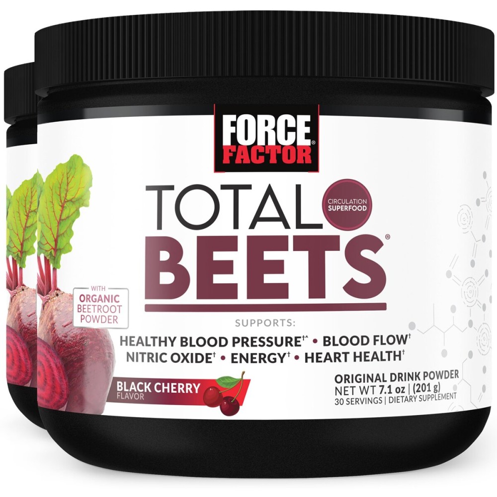 Total Beets Superfood Beet Root Powder 2-Pack, Nitrates to Support Circulation, Blood Flow, Nitric Oxide, Energy, Endurance, Stamina, Cardiovascular Heart Health Supplement, Force Factor, 60 Servings