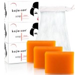 Kojie San Skin Brightening Soap - The Original Kojic Acid, Dark Spot Remover Bar Soap with Coconut & Tea Tree Oil - 100g x 3 Bars with Net