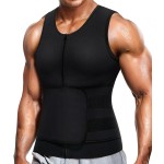 Wonderience Neoprene Sauna Suit for Men Waist Trainer Vest Zipper Body Shaper with Adjustable Belt Tank Top (Black, 4X-Large)