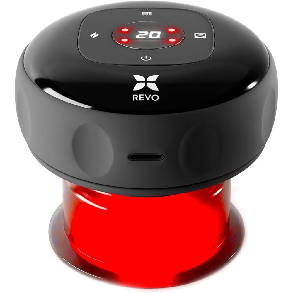 REVOMADIC REVO The Original 4-in-1 Smart Cupping Therapy Massager, Red Light Therapy for Targeted Pain Relief, Knots, Aches, Muscle Soreness, Circulation & Tighter Skin, Portable Cupping Kit