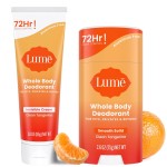 Lume Whole Body Deodorant - Invisible Cream Tube and Solid Stick - 72 Hour Odor Control - Aluminum Free, Baking Soda Free, Skin Safe - 3.0 Ounce Tube and 2.6 Ounce Solid Stick Bundle (Clean Tangerine)