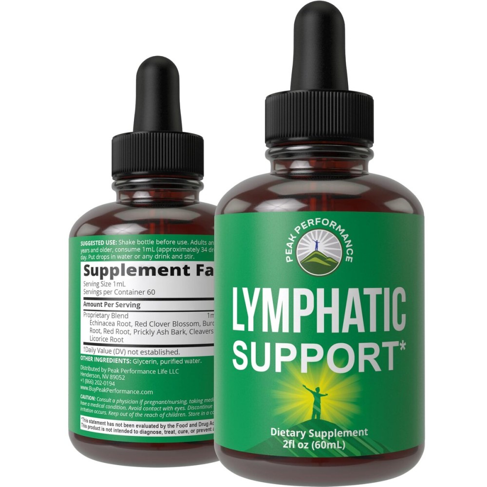 Lymphatic Drainage Drops. Sugar Free 7-in-1 Lymph Detox And Cleanse Support. Vegan Supplement with Echinacea, Red Clover Blossom, Burdock Root, Cleavers Herb, Licorice Root, And More!