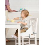 Regalo Baby Basics Booster Seat, White, Three-Point Safety Harness, Easily Wipeable, Sturdy & Durable Plastic