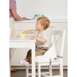 Regalo Baby Basics Booster Seat, White, Three-Point Safety Harness, Easily Wipeable, Sturdy & Durable Plastic