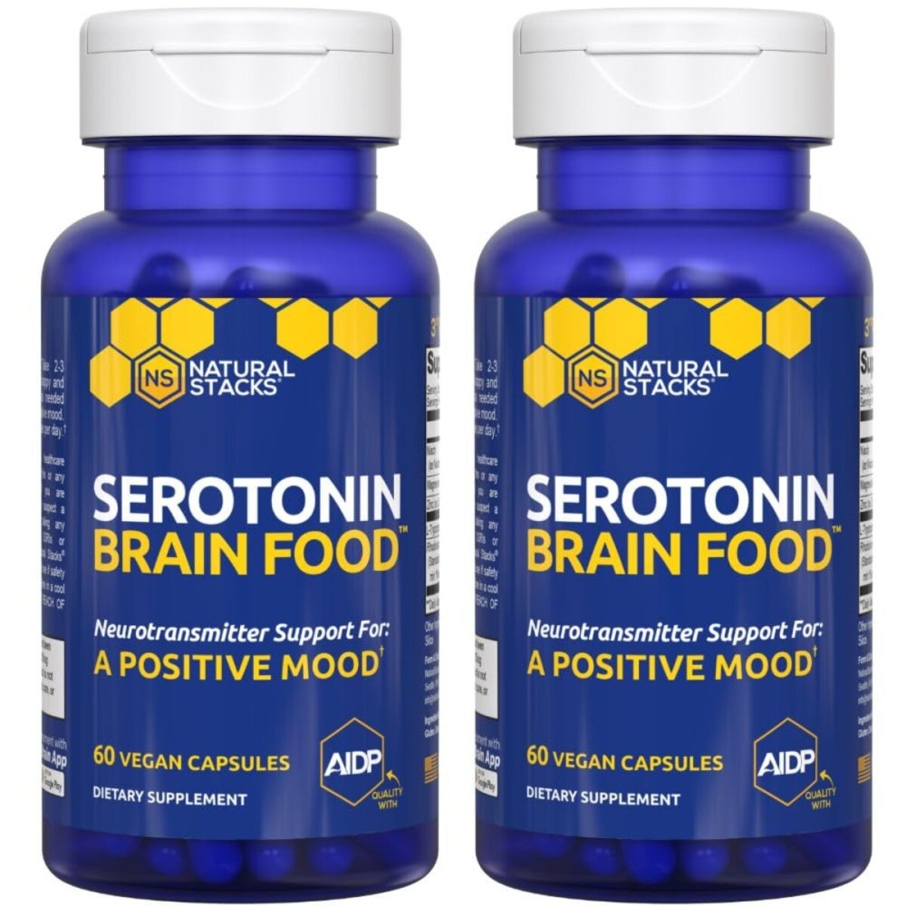 Serotonin Brain Food - 1250mg L-Tryptophan & 400mg Rhodiola Rosea Supplement - Mood Support Supplement for Stress Relief - Neurotransmitter Support with Magnesium Glycinate & Zinc - 120 Capsules