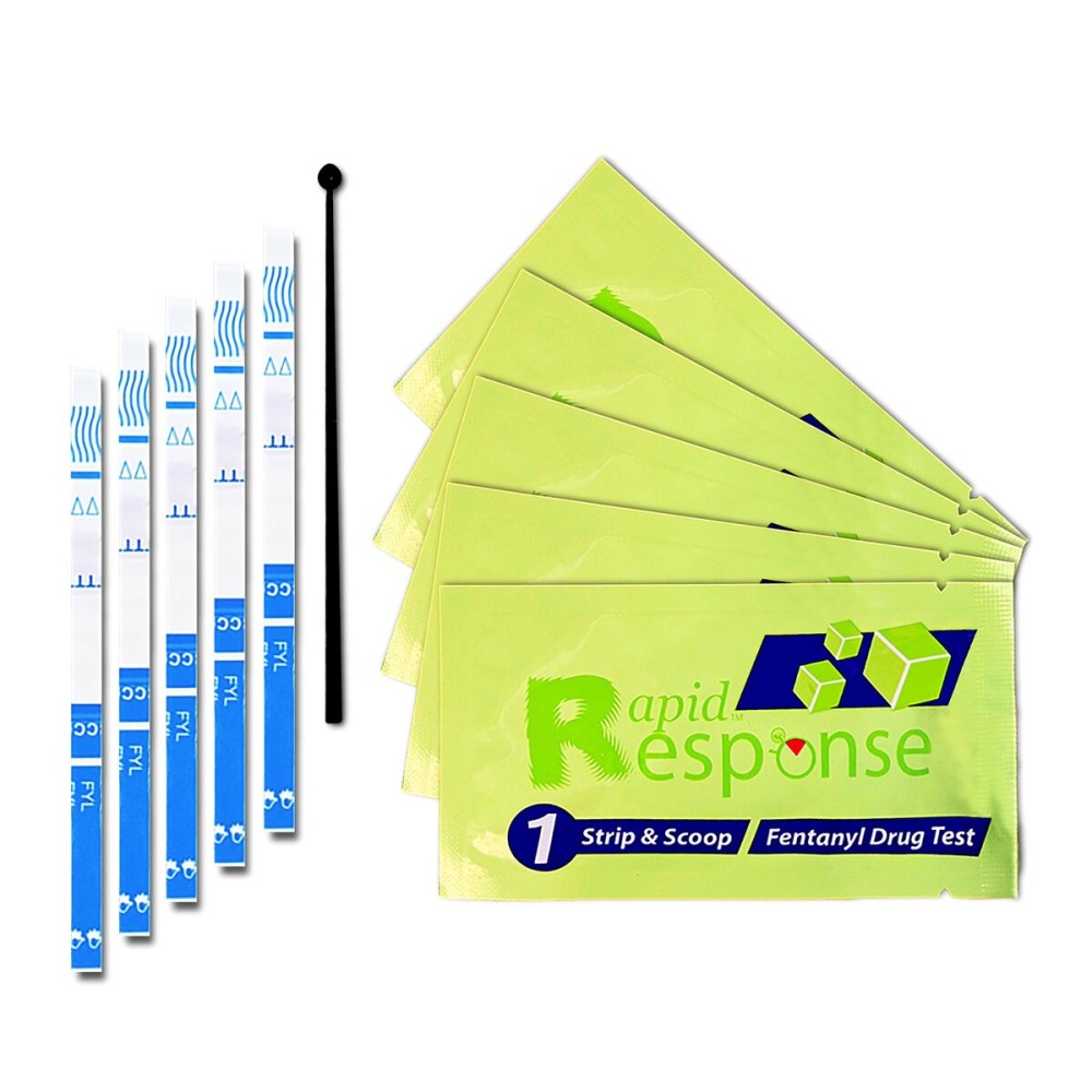Rapid Response 2.0 Fentanyl Test Strips-5 Pack - Upgraded Drug Testing Kit with Micro Scoop - Fewer Cross-Reactions - Fast & Accurate Harm Reduction Tool for Overdose Prevention