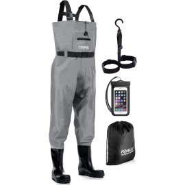 Foxelli Chest Waders - Waterproof 2-ply Nylon/PVC Camo Hunting Fishing Waders for Men and Women with Boots