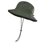 FEICUI Men Women Outdoor Bucket Hat Quick Dry Packable UV Protection Boonie Sun Hat (Dark Green)