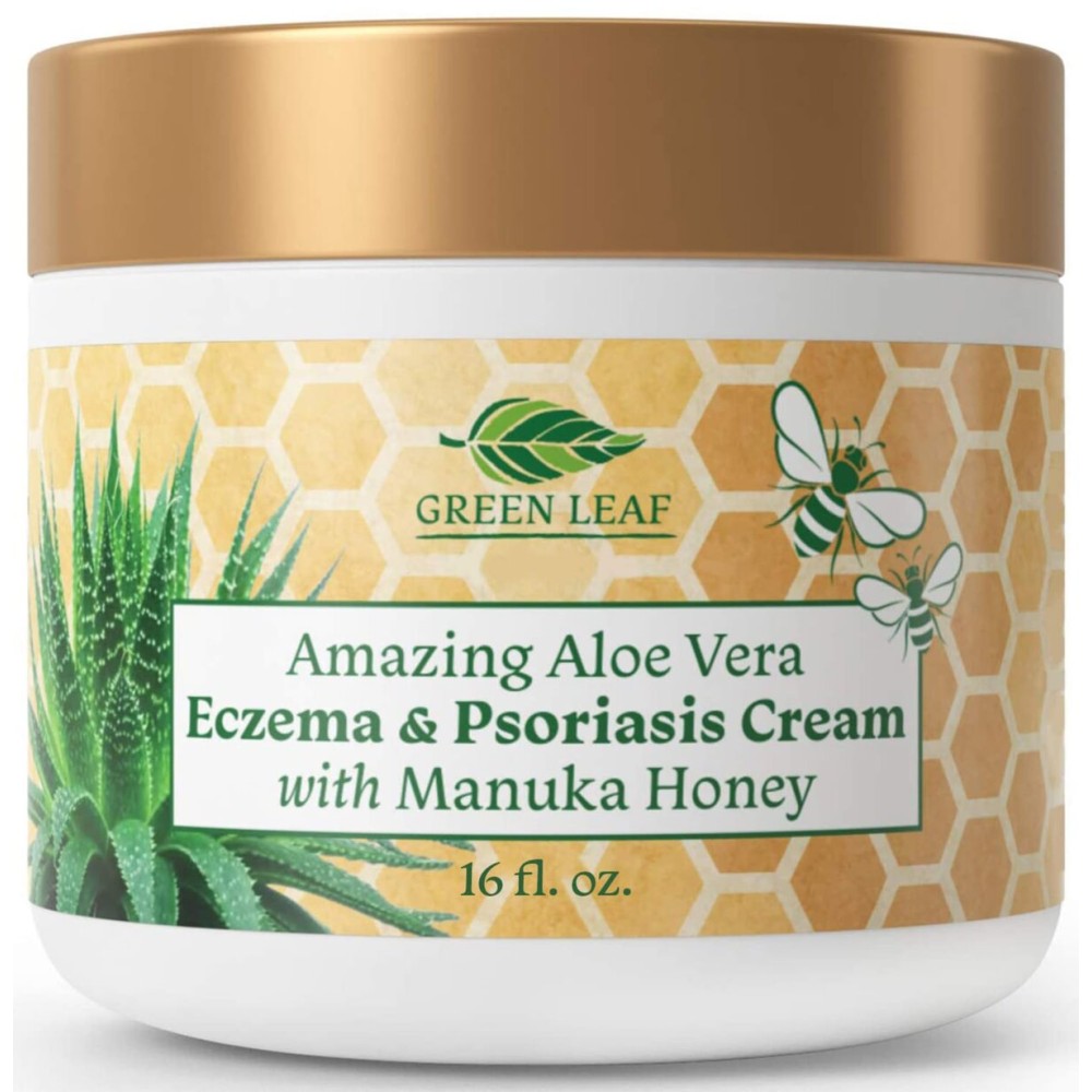 Manuka Honey Eczema Cream Moisturizing Lotion For Psoriasis Relief - Itchy, Dry Skin Rash Ointment -Skin Soothing Moisturizer Baby Kids & Adults-High Strength Body & Face Cream 16oz