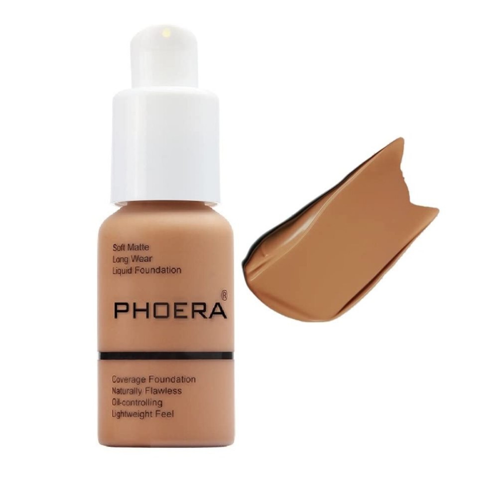 PHOERA Foundation,Flawless Soft Matte Oil Control Best Cover up Full Coverage Liquid Foundation .(107 Hone)