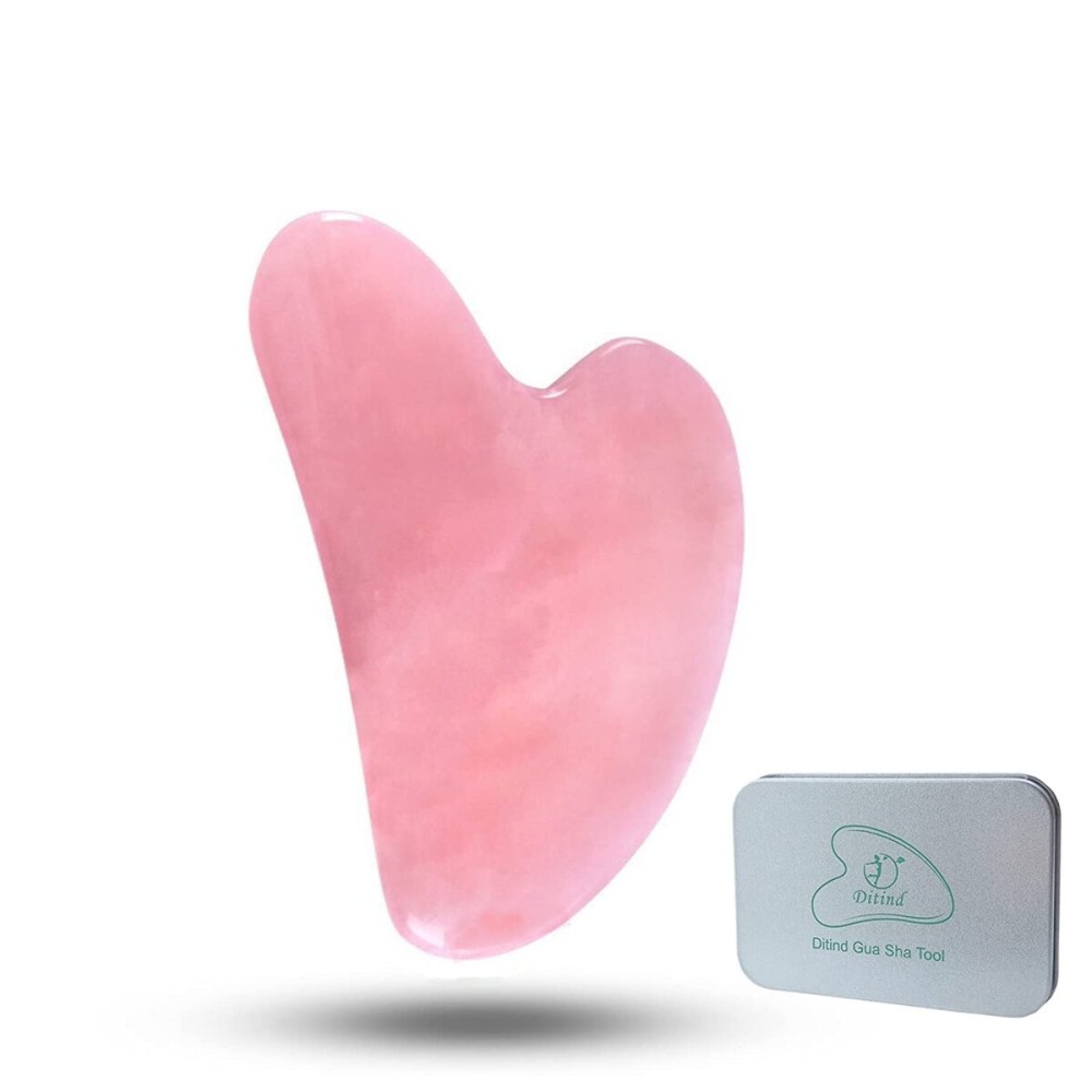 Ditind Rose Quartz Gua Sha Facial Tools, GuaSha for Toxins/Prevents Wrinkles for Spa Acupuncture Therapy Trigger Point Treatment