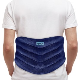 REVIX Microwavable Heating Pad for Back, Extra Large Microwave Heating Wrap for Waist, Stomach, and Shoulders, Moist Heat Therapy for Stress Relief, Adjustable, for Men and Women, Navy