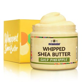 AKWAABA Whipped Shea Butter (Gold Pine) - Nourishes, Moisturizes & Soothes | Pure Shea Butter | No Dyes & Parabens | 12 oz / 340 g