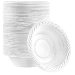 Plasticpro 5 ounce Round Plastic Dessert Bowls Microwaveable, Disposable, White, Dinnerware 200 Count