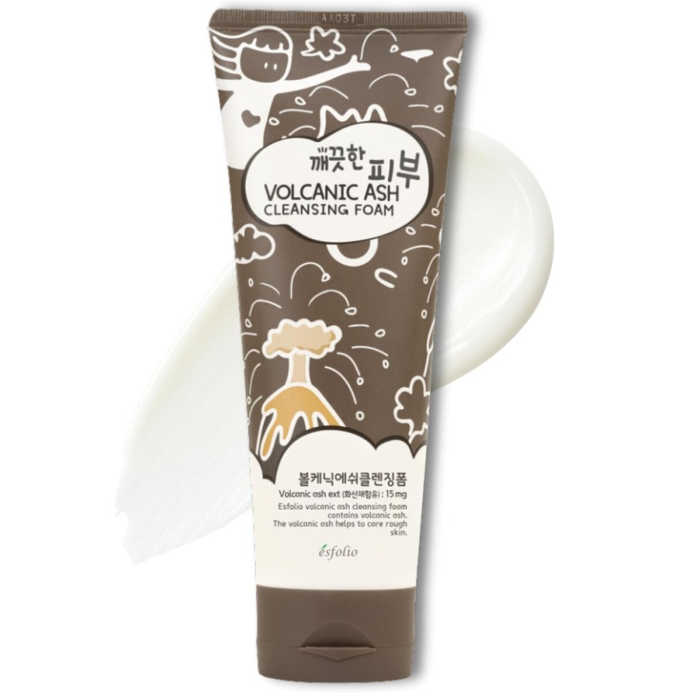 esfolio Volcanic Ash Cleansing Foam - Deep Pore Cleanser for Oily & Acne-Prone Skin - Hydrating Facial Wash with & Natural Ingredients - Gentle Foaming Cleanser for Sensitive Skin (5.29oz -150g)