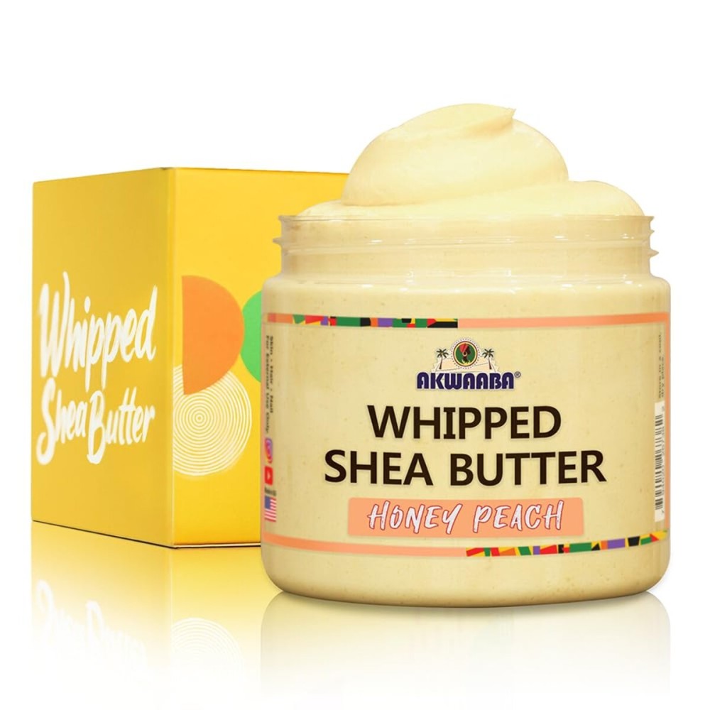 AKWAABA Whipped Shea Butter (Honey Peach) - Nourishes & Moisturizes | Made with Shea Butter | No Dyes & Parabens | 12 oz / 340 g