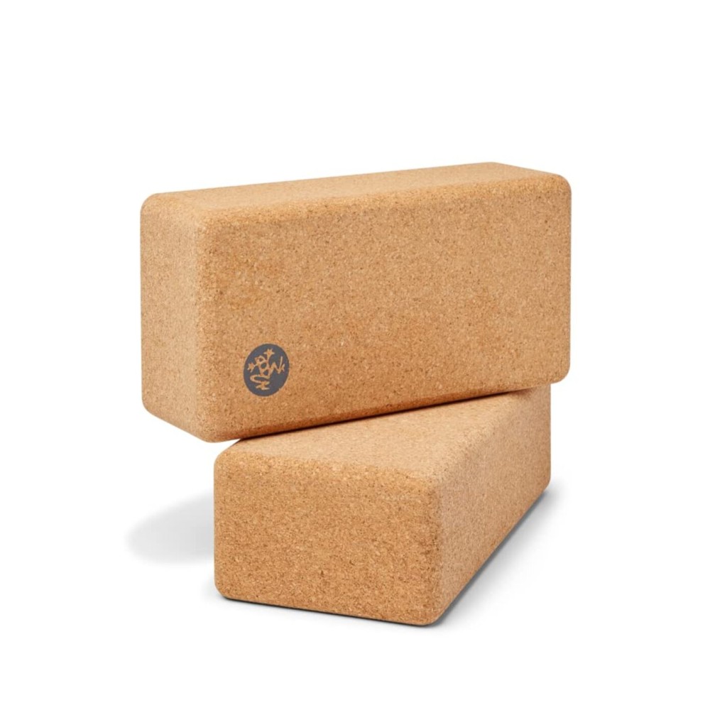 Manduka Cork Lean Yoga Block - Resilient Sustainable Material, Portable, Comfortable, Easy to Grip Fitness, Yoga Exercise & Pilates | 3 x 4 x 8.5 (Pack of 2)