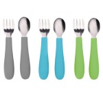 WeeSprout Toddler Utensils, 3 Forks & 3 Spoons, 18/8 Stainless Steel & Food Grade Silicone, Thick Easy-Grip Handles, Perfect Length For New Self Feeders, Gentle On Gums & Teeth, Dishwasher Safe
