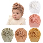 jerague Newborn Baby Headwrap Hat Soft Meryl Infant Toddler Kids Girls Turban Nursery Beanie Hats Flower, Multicolor