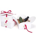 MESHA 884\'\' Gift Boxes with Ribbons,10PC White Gift Box with Lid, Thank you Box for Gifts,Candy Treat Boxes for Presents