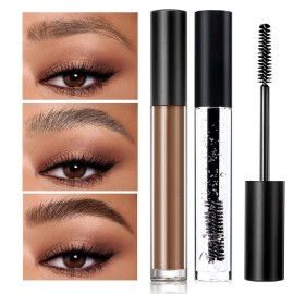 DAGEDA Clear Eyebrow Setting Gel, Brow Fix Gel, Waterproof And Sweat-Proof Eyebrow Repair Liquid Brows Styling Beauty Salon Home Use Makeup, 1.81oz (Clear and Dark Brown)